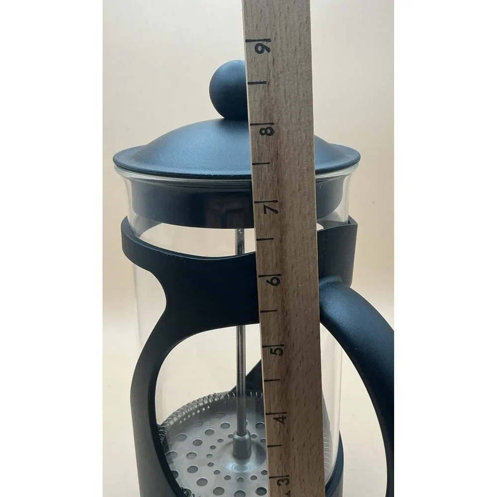 Classic Glass French Press Coffee Maker 8-Cup 34oz Black Geometric Cage - VGC